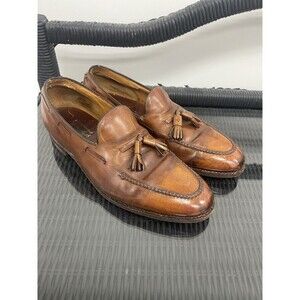 Vtg FRANK BROTHERS Loafers Mens Size 9 Cr Brown Light Leather Tasseled Italian